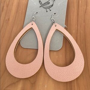Pink cut leather earrings